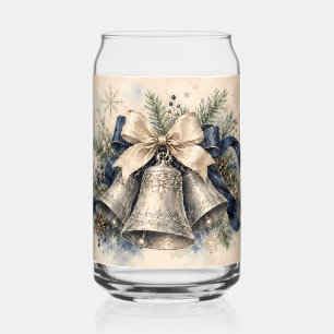 Elegante silberne Weihnachtsglocken Aquarell Dosenglas