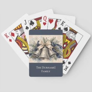 Elegante silberne Weihnachtsglocken Aquarell Spielkarten