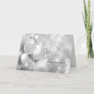 Elegante silberne Weihnachtskugeln, Firmengruß Feiertagskarte