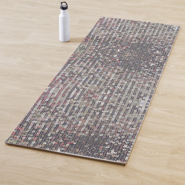 Elegante, silberrosa, gürtelige Glitzer-Sequenzen Yogamatte (Beispiel)