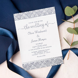 Elegante Silberstreifen-Damaskus-Hochzeit Folieneinladung