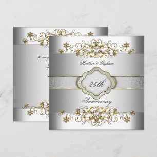 Elegante silberweiße 25-Jahr-Jubiläums-Gold-Vorlag Einladung