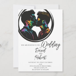 Elegante Silhouette der Niedlichen Gay Couple Wedd Einladung
