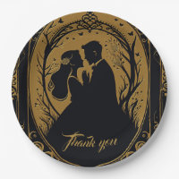 Elegante Silhouette einer Braut und eines Bräutiga