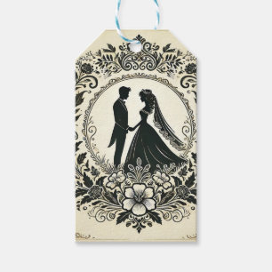 Elegante Silhouette eines Brautpaares Geschenkanhänger