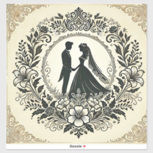 Elegante Silhouette eines Ehepaares Aufkleber