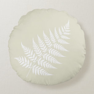 Elegante Silhouette Hellgrüne Weiße Farn Rundes Kissen