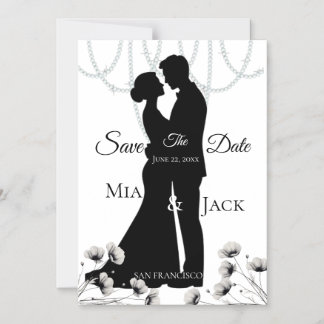 Elegante Silhouette Hochzeit Save The Date Karte 