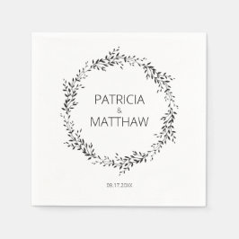 Elegante Silhouette von Blätter Hochzeit Serviette