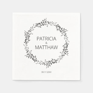 Elegante Silhouette von Blätter Hochzeit Serviette