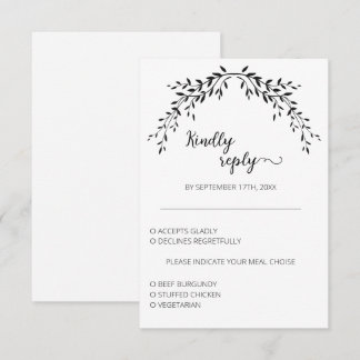 Elegante Silhouette von Blätter RSVP Karte