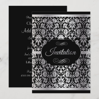 Elegante Silver and Black Party Celebration Einladung