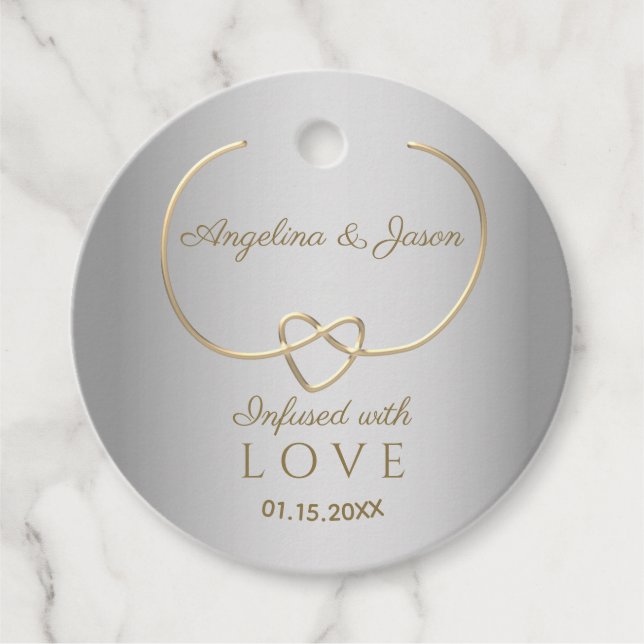 Elegante Silver and Gold Wedding Geschenkanhänger (Vorderseite)