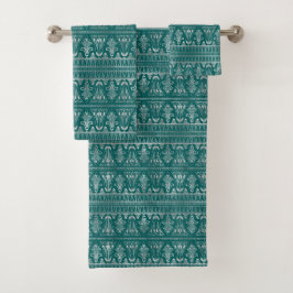 Elegante Silver Aquamarin Art Deco Badhandtuch Set
