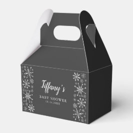 Elegante Silver Black Winter Wonderland Babydusche Geschenkschachtel