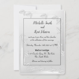 Elegante Silver Blätter Einladung Hochzeit