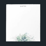 Elegante Silver Blätter Succulents Greenery Notepa Notizblock<br><div class="desc">Aquarellbilder und silberne Blätter mit eleganten Notizblöcken</div>
