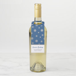 Elegante Silver Blue Snowflakes Corporate Holiday Flaschenanhänger