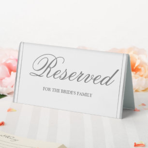 Elegante Silver Border Wedding vorbehalten Tischaufsteller