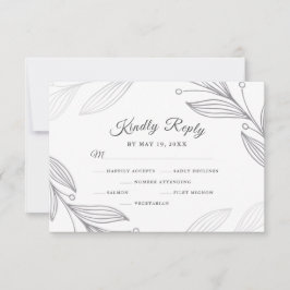 Elegante Silver Botanical Wedding Dinner Choice RSVP Karte