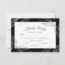 Elegante Silver Botanical Wedding Dinner Choice RSVP Karte