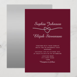 Elegante Silver Burgundy Wedding Einladung