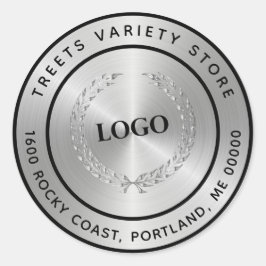 Elegante Silver Business Logo Company Runder Aufkleber