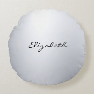 Elegante Silver Calligraphy Name Script Moderne To Rundes Kissen