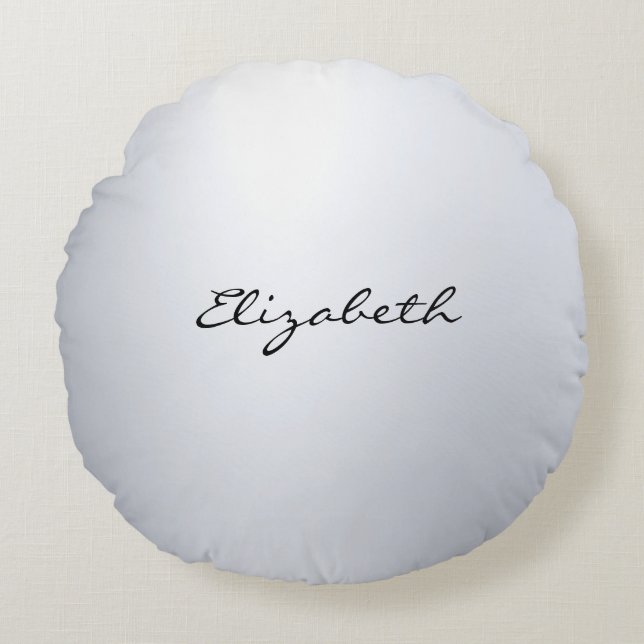 Elegante Silver Calligraphy Name Script Moderne To Rundes Kissen (Vorderseite)