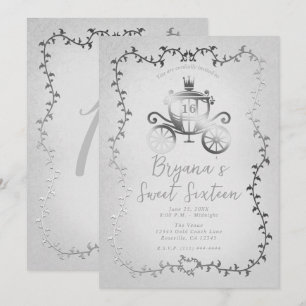 Elegante Silver Carriage White Storybook Sweet 16 Einladung