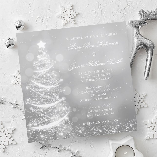 Elegante Silver Christmas Einladung (Elegant Silver Christmas Wedding Invitation)