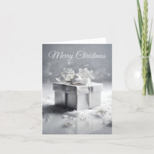 Elegante Silver Christmas Geschenkboxen mit Schnee Feiertagskarte