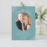 Elegante Silver Curls & Foto auf Aquamariner Hochz