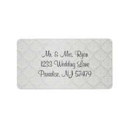 Elegante Silver Damask Style Wedding 1 Adressaufkleber