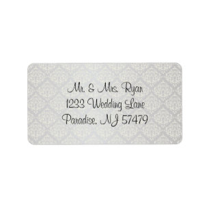 Elegante Silver Damask Style Wedding 1 Adressaufkleber