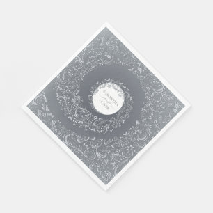 Elegante Silver Damask Wedding Serviette