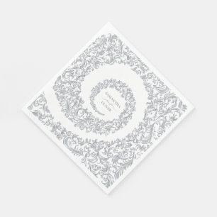 Elegante Silver Damask Wedding Serviette