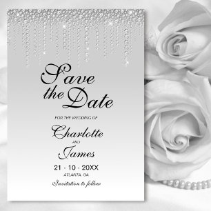 Elegante Silver Diamonds Wedding Save the Date