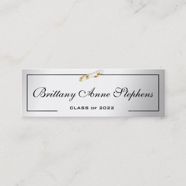 Elegante Silver Diploma Name Card Beilage Telefonnummerkarte (Vorderseite)