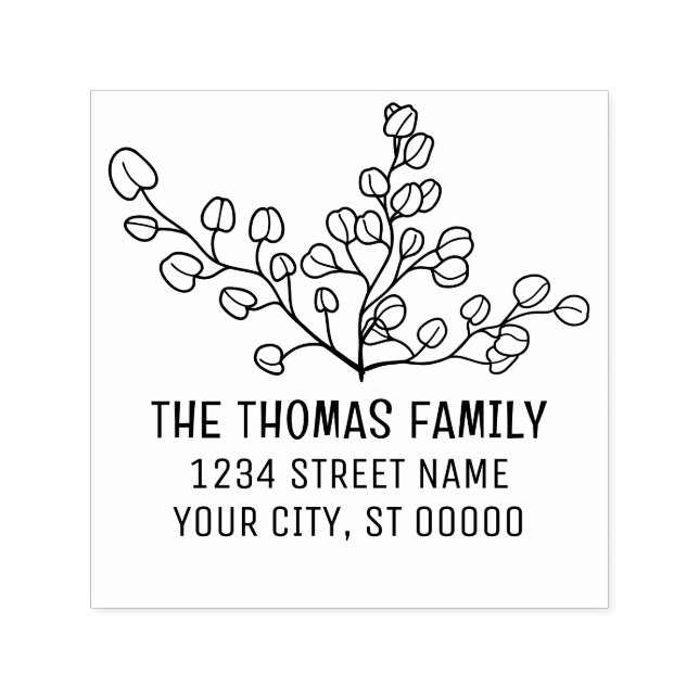 Elegante Silver Dollar Eukalyptus Name Adresse Permastempel (Design)