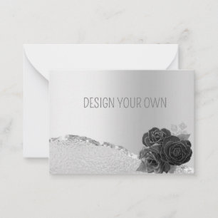 Elegante Silver Floral Design Ihre eigene Karte