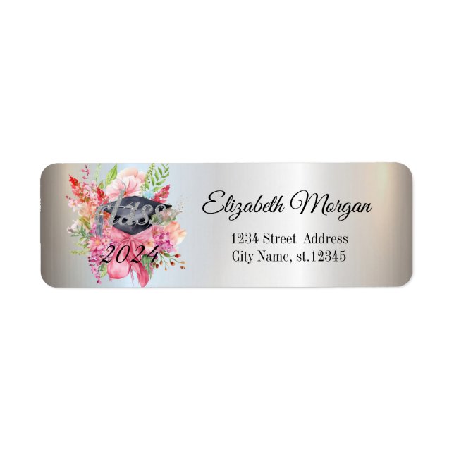Elegante Silver Floral Graduation Cap (Vorne)