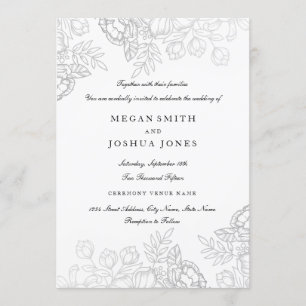 Elegante Silver Floral Wedding Einladung