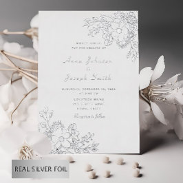 Elegante Silver Floral Wedding Folieneinladung