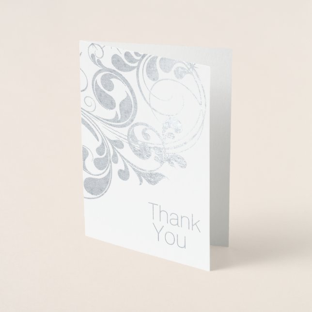 Elegante Silver Foil Dankeschön Card Folienkarte (Vorderseite)