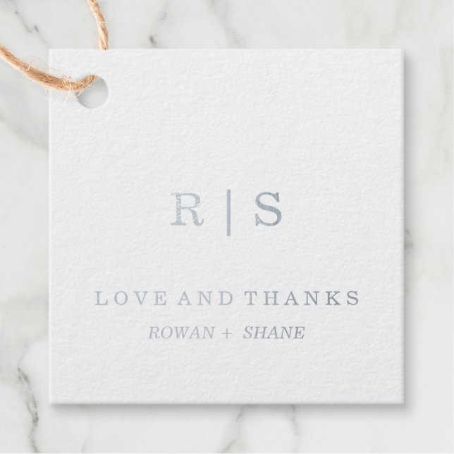 Elegante Silver Foil Monogram Favor Tag (Vorderseite)