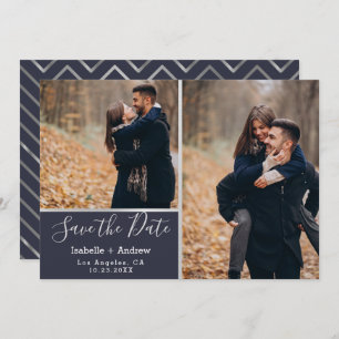 Elegante Silver Foto Collage Save The Date