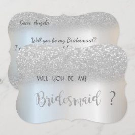 Elegante Silver Glitzer Bokeh Bridesmaid Card Einladung