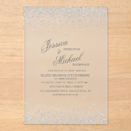 Elegante Silver Glitzer Wedding Acryleinladungen