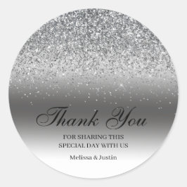 Elegante Silver Glitzer Wedding Runder Aufkleber